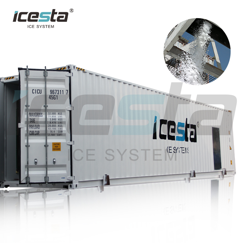 集装箱式片冰厂，配有自动储冰、输送和称重系统（一体化） 